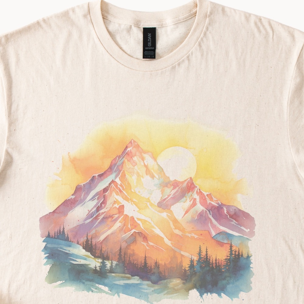 Sunset Mountains Watercolor Art Tee